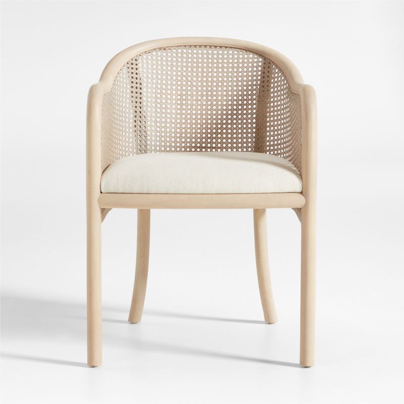 Fields Whitewash Wood and Cane Dining Arm Chair by Leanne Ford | Crate & Barrel | Crate & Barrel