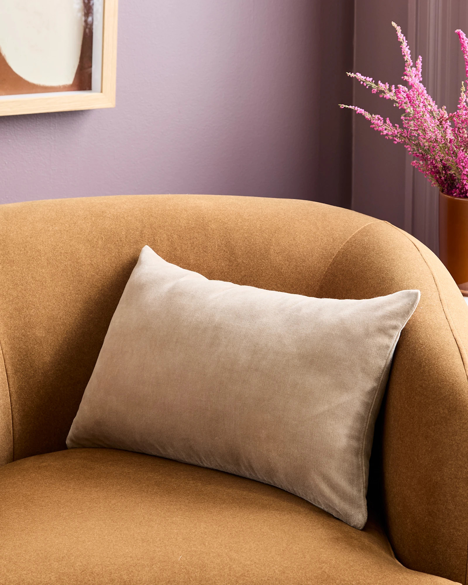 Cotton Velvet Pillow Cover - Set of 2 in Taupe | Quince