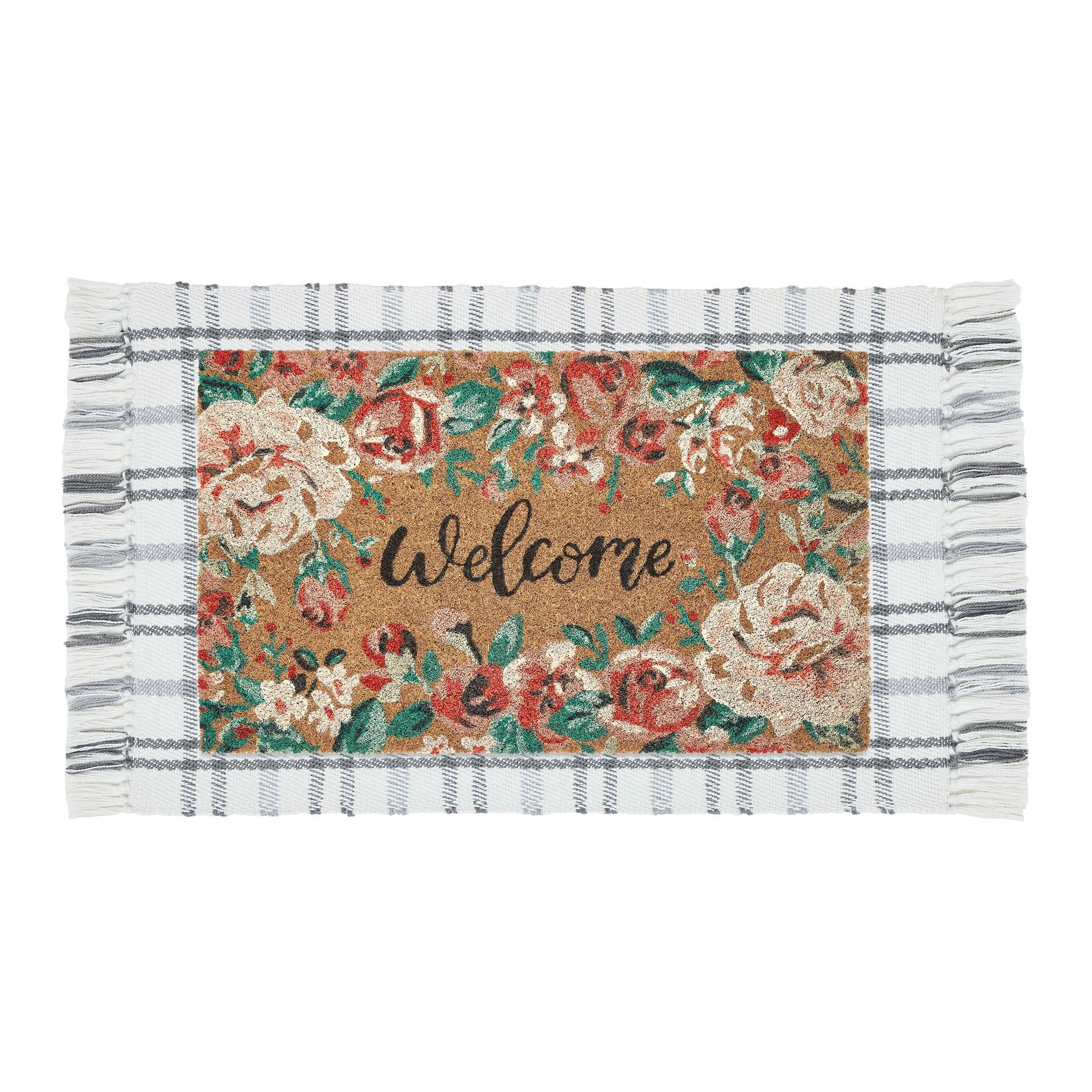 Mainstays Welcome Coir and Plaid Layering Doormat Set, 2 Pieces, 18" x 30", 24" x 36" | Walmart (US)