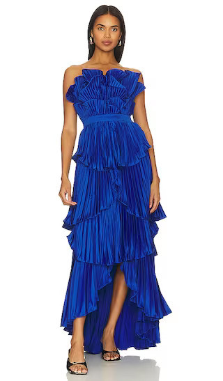 AMUR Judah Scallop Pleated Dress in Royal. - size 0 | Revolve Clothing (Global)