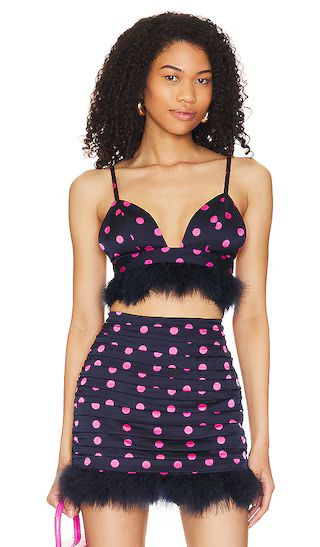 Dana Feather Top in Pink & Navy Dot | Revolve Clothing (Global)
