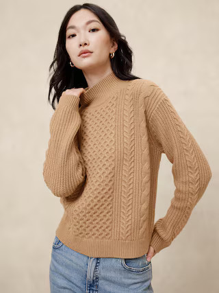 Cable Turtle-Neck Sweater | Banana Republic Factory