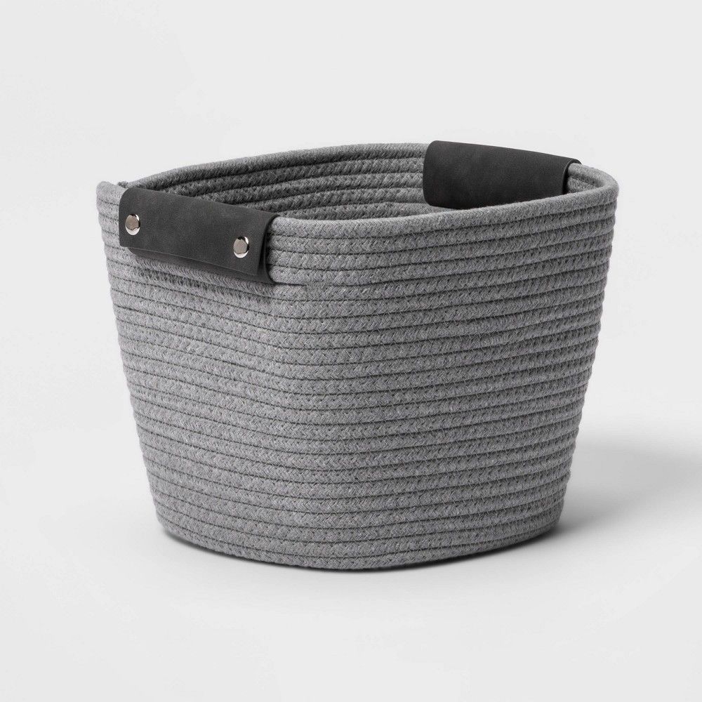 11"" Square Coiled Rope Basket Gray - Threshold | Target