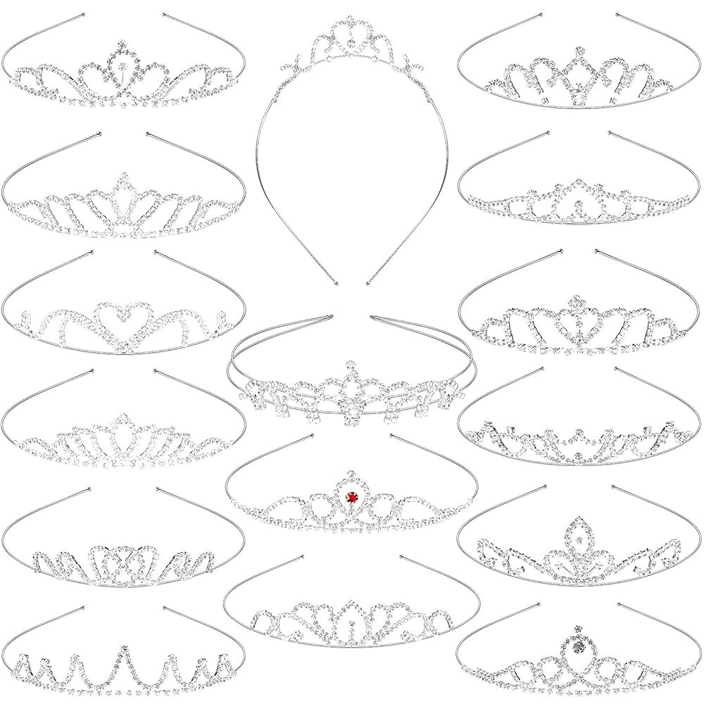 Chuangdi 16 Pcs Bulk Girls Tiara Crown Silver Princess Rhinestone Headband Crystal Wedding Tiara ... | Amazon (US)