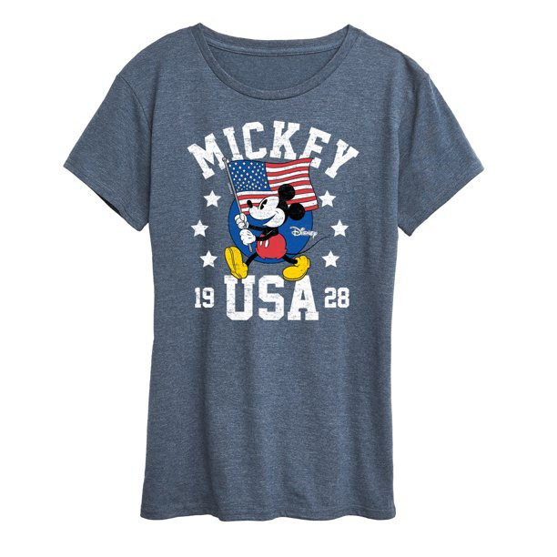 Disney - Mickey Waving Flag Usa - Women's Short Sleeve Graphic T-Shirt | Walmart (US)