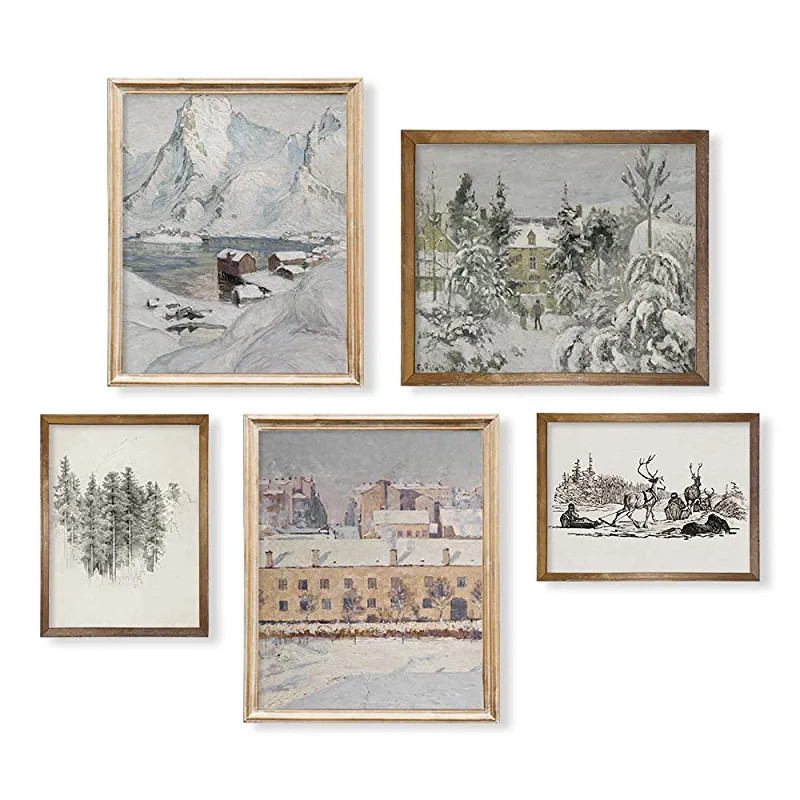 Christmas Wall Art - Boho French Country Bathroom Poster Print - Rustic Snowy Winter Wall Decor -... | Amazon (US)