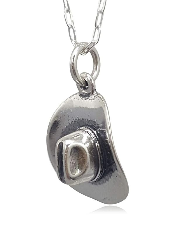 Sterling Silver Cowboy Cowgirl Western Hat 3D Charm Necklace, 18" | Amazon (US)