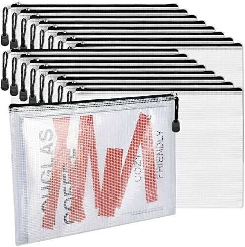 LABUK 52pcs Mesh Zipper Pouch, A4 Size Waterproof Zipper Bags, Document Bags Plastic Zip File Folder | Amazon (US)