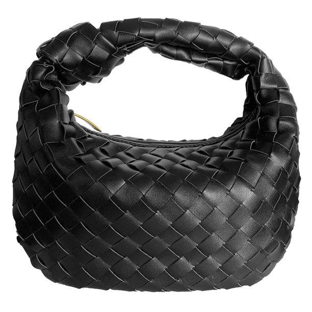 Women's Woven Tote Bag Soft PU Leather Knotted Fashion Designer Woven Shoulder Bag Women's Black/... | Walmart (US)