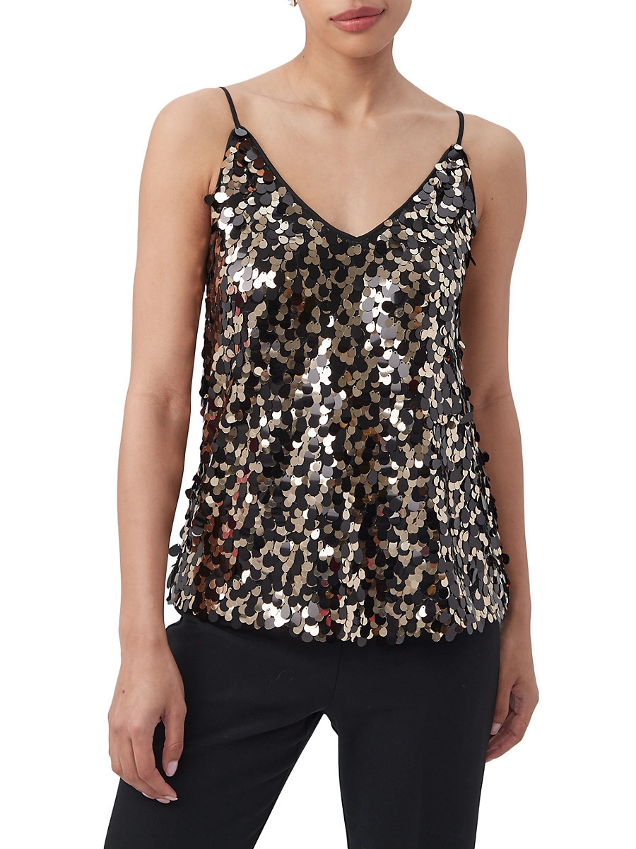 Women's Becca Sequined Tank - Black Gold - Size XS | Saks Fifth Avenue