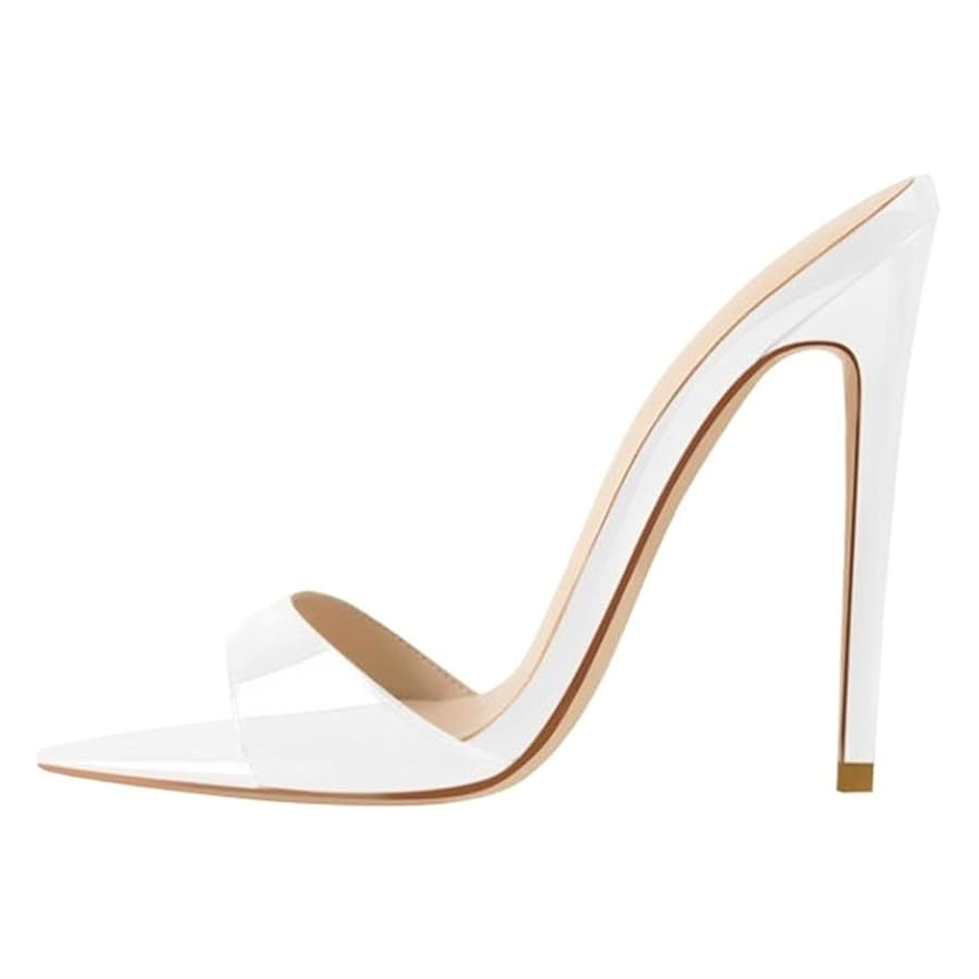 Women's Stiletto Slip on Heel Sandals Pointed Toe Mules Party Dress Heel Sandals | Amazon (US)