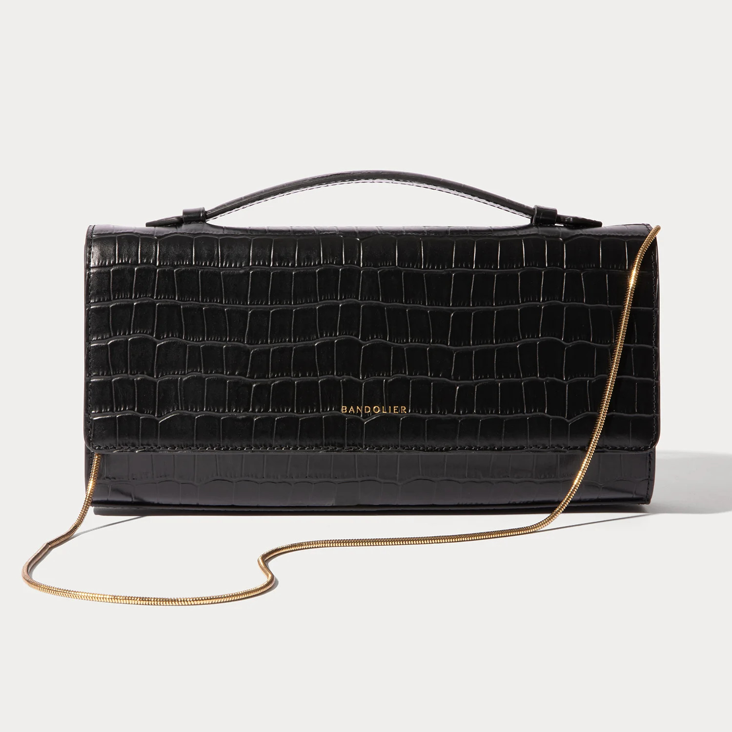 Maeve Bag - Black Croc/Gold | Bandolier
