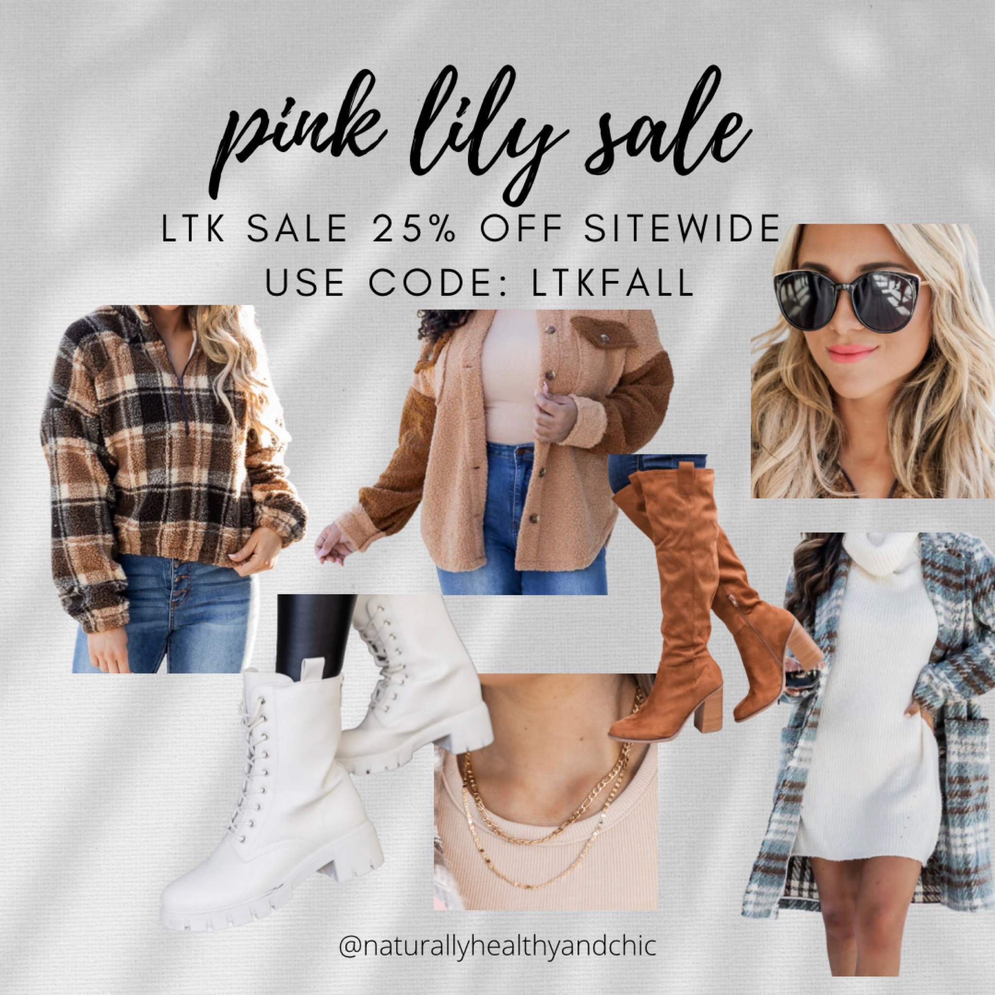 Pink lily fall finds! Sunglasses. Boots . Flannel. Shacket. Moto boots. Necklace. Jewelry. Sweater dress. 

#LTKunder50 #LTKsalealert #LTKSale #LTKshoecrush #LTKSeasonal