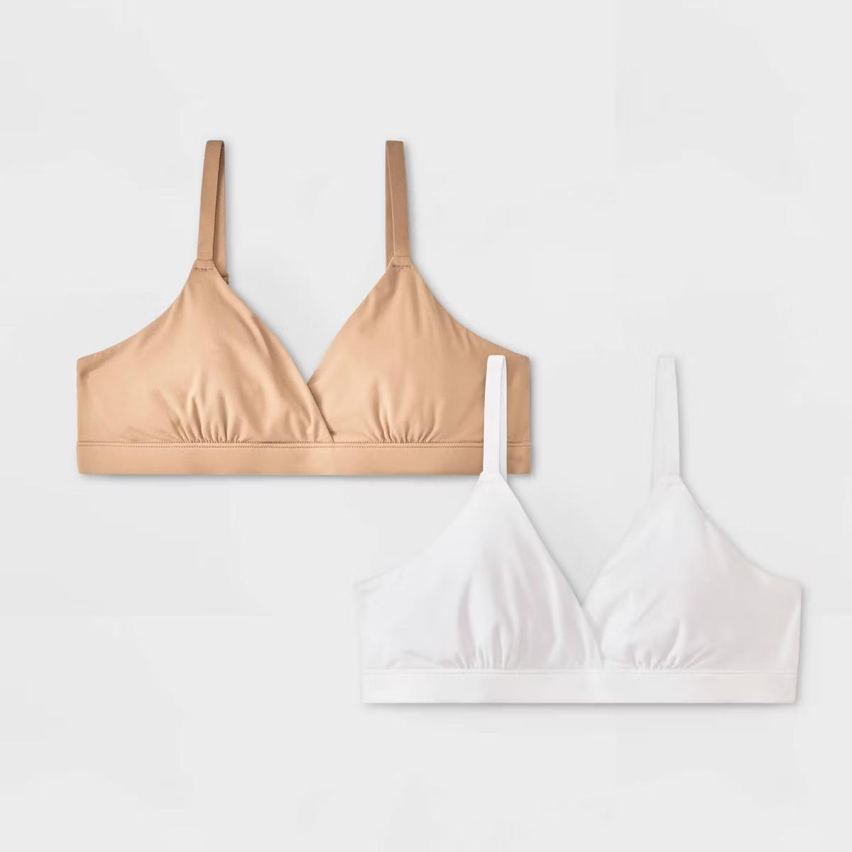 Girls' 2pk Fits All Triangle Bra - art class™ White/Tan | Target