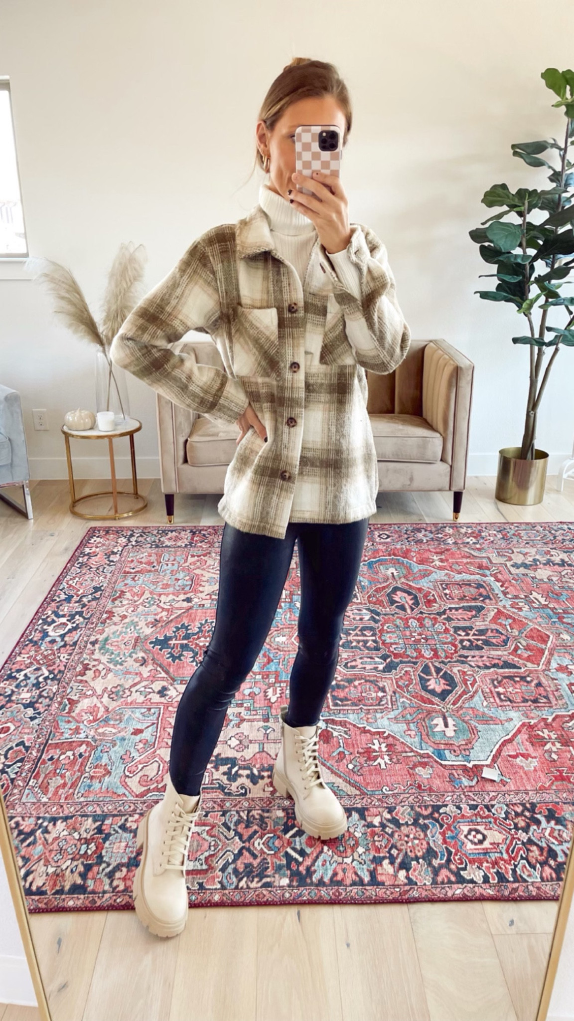 Walmart fashion! Shacket. Leggings. Mock neck sweater. Combat boots. Affordable fashion 

#LTKSeasonal #LTKstyletip #LTKsalealert