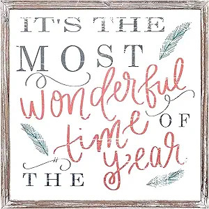 It's The Most Wonderful Time of The Year Wood Sign 18x18 Rustic Home Decor Christmas Sign Holiday... | Amazon (US)