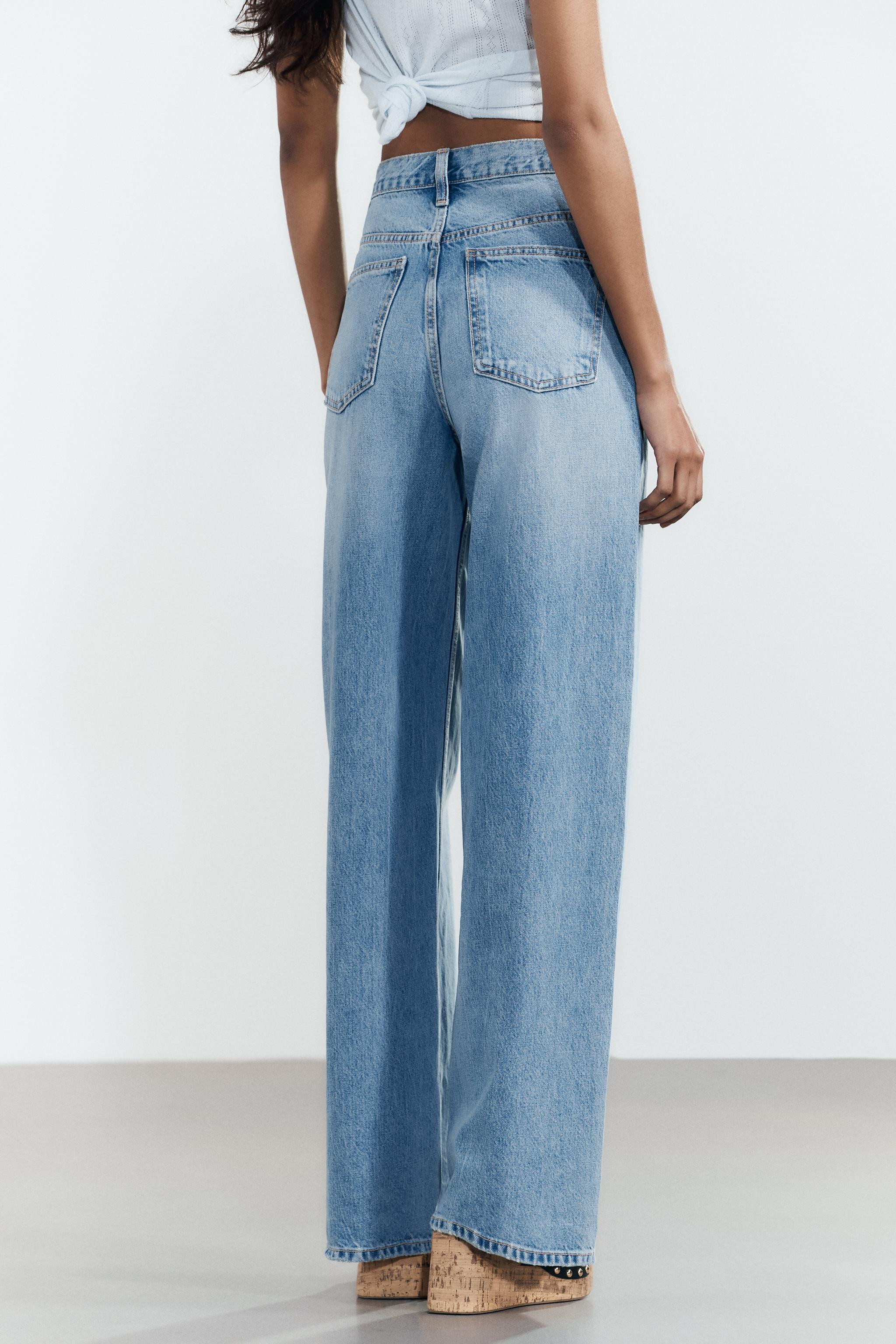 HIGH-WAIST TRF WIDE-LEG CROSSOVER WAIST JEANS | Zara UK