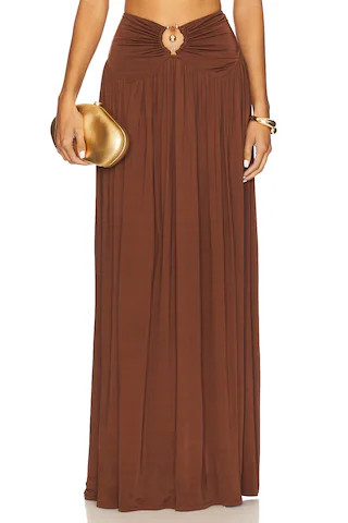Lovers and Friends x Yhasmina Ferrara Lotte Maxi Skirt in Chocolate Brown from Revolve.com | Revolve Clothing (Global)