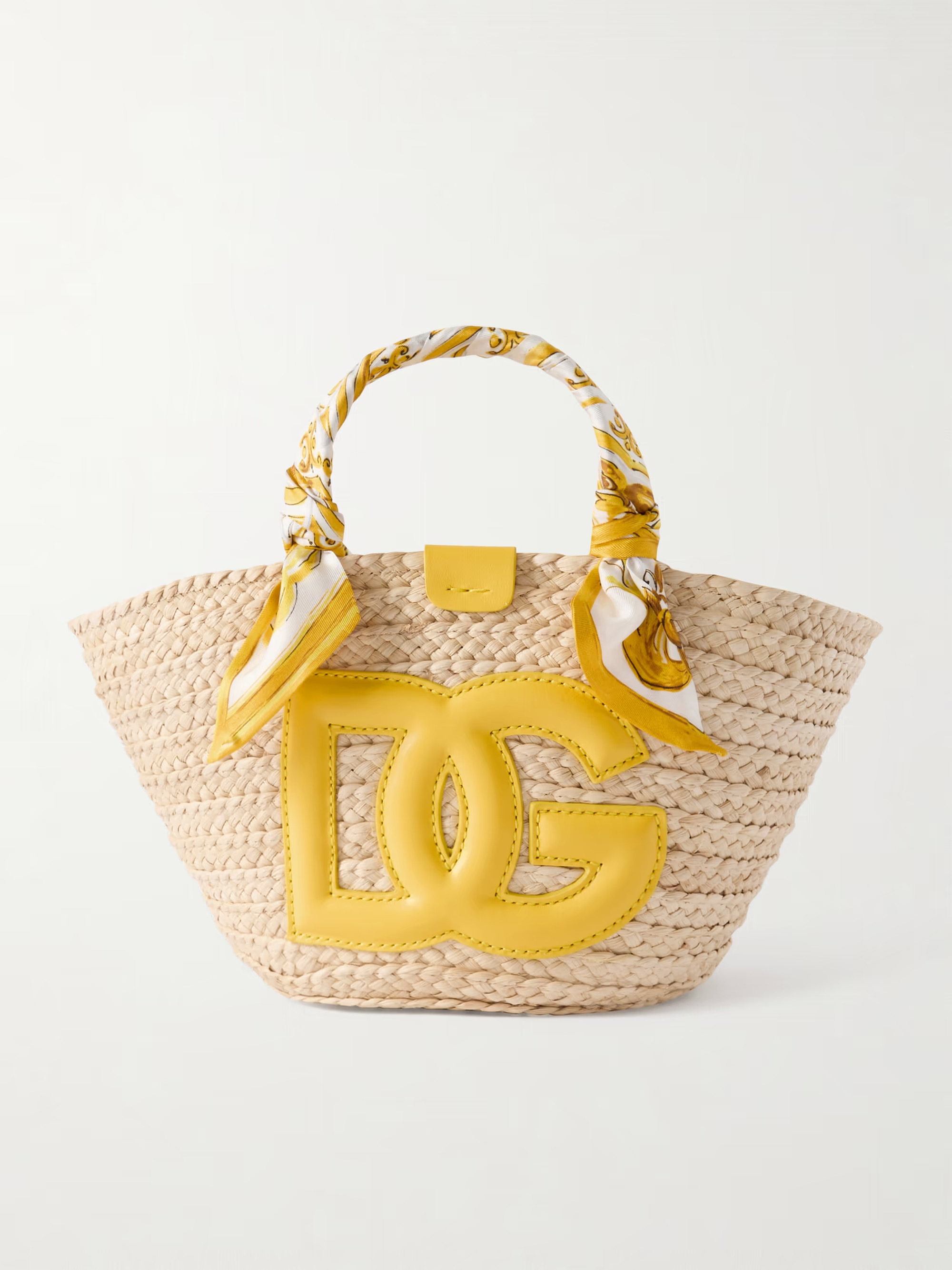 Maiolica leather and twill-trimmed raffia tote bag | NET-A-PORTER (US)