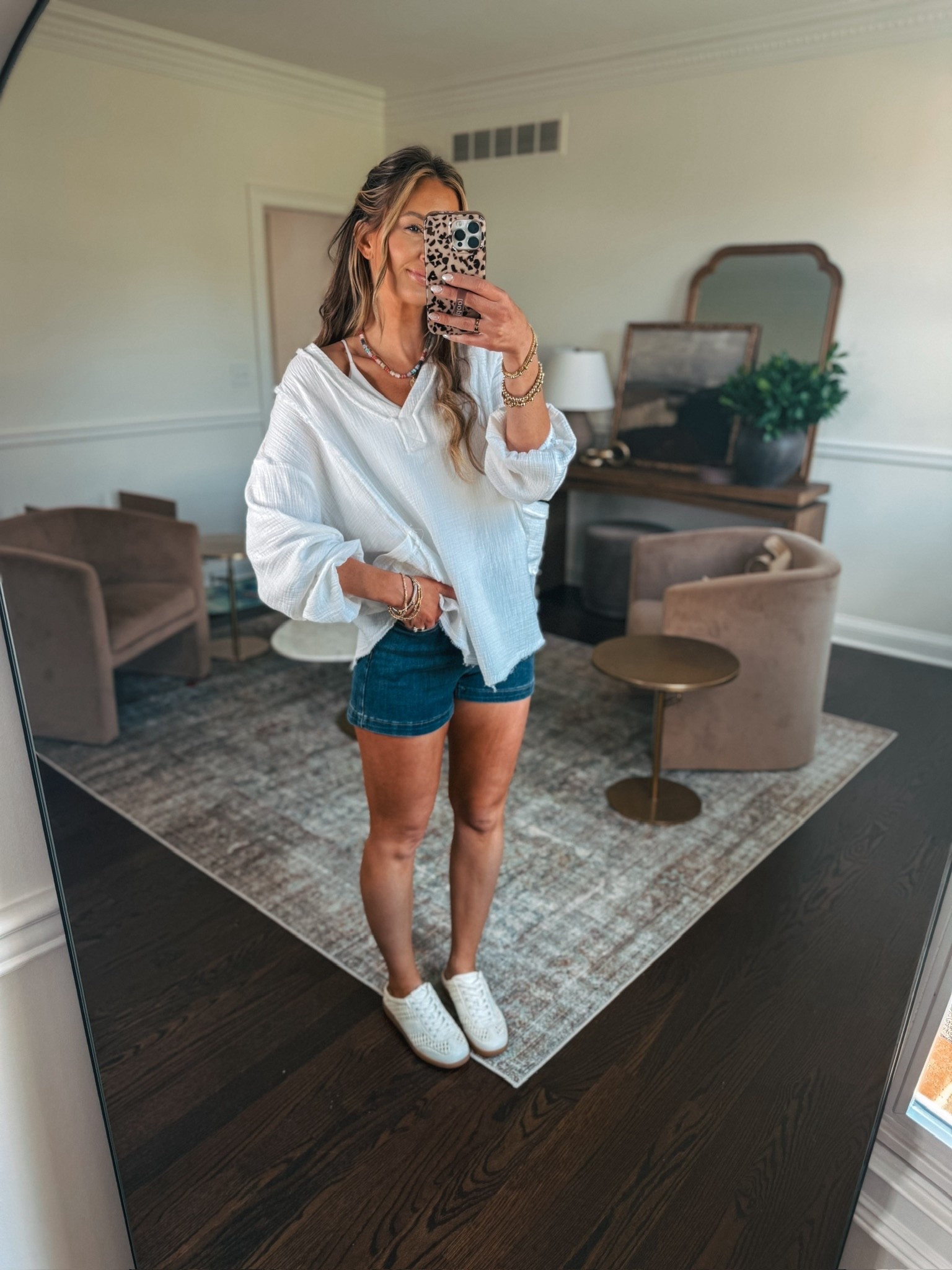The perfect spring and summer casual outfit as a mom of 4. This lightweight linen top is breezy and comfy. I’m wearing it with my favorite tank but it would be perfect over a bathing suit with these stretch jean shorts! 

#LTKTravel #LTKSwim #LTKmomlife