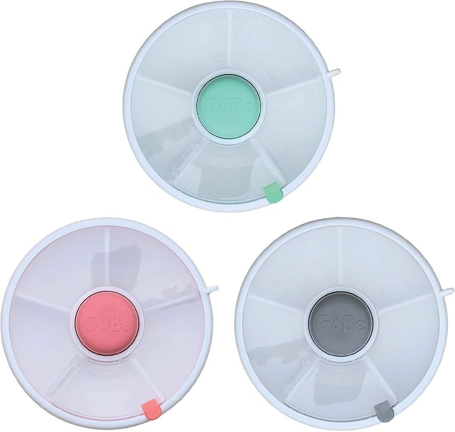 GoBe 3 Pack Kids Snack Spinner - Grey/Coral/Teal - Reusable Snack Container with 5 Compartment Di... | Amazon (US)