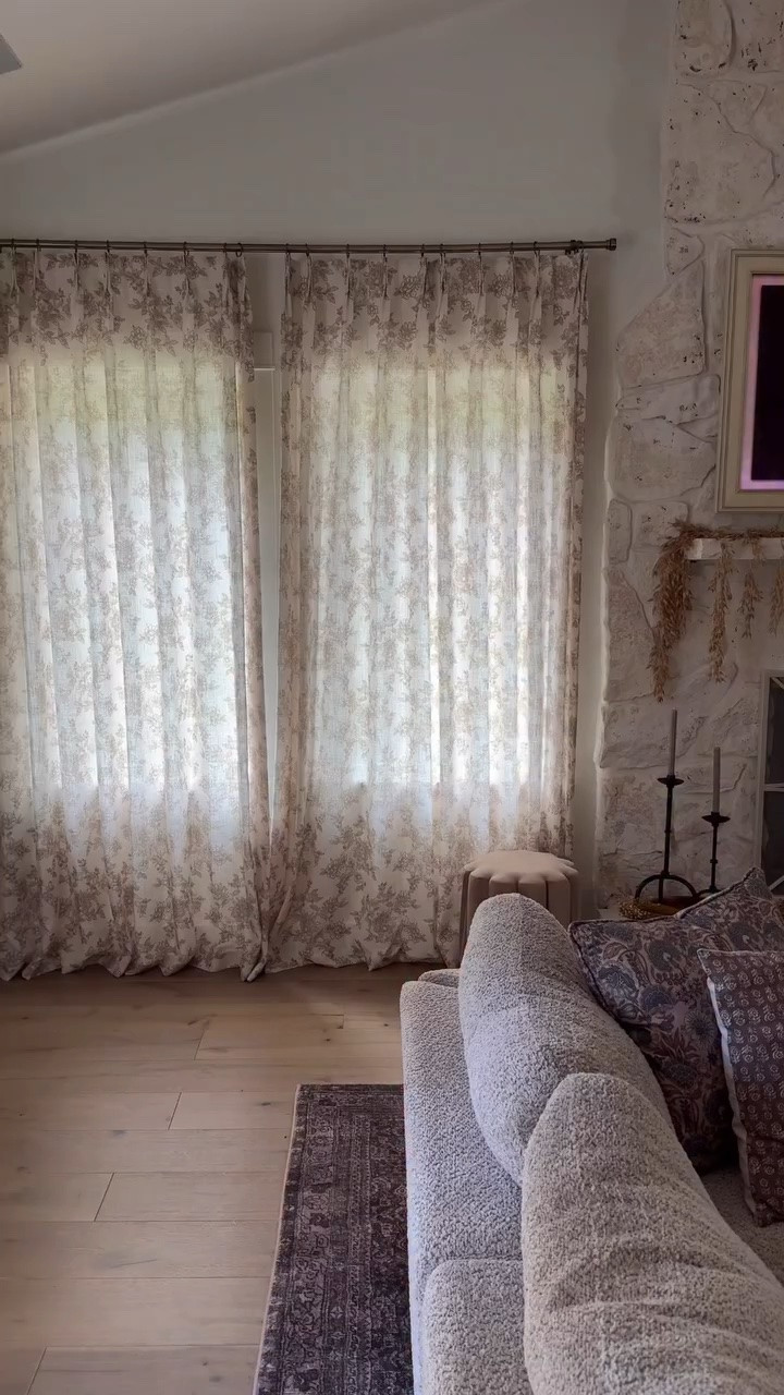 One of the things this room was missing was softness. 🤍

The stone fireplace, tall ceilings, and large windows already gave the space character, but it still felt a little unfinished. Adding custom Rosie drapes in Beige from @threegirlscurtains brought in texture, filtered the light, and made the room feel more settled.

One of my favorite things about decorating is finding pieces that make a room feel more layered and lived in without completely changing it. These curtains did exactly that. I chose the Rosie pattern in Beige with a double pinch pleat, and I love how tailored they feel while still balancing softness and warmth in the room.

Another detail I appreciated is that they arrived factory pre-washed, clean, and ready to hang right out of the box. They also offer memory training, which made such a difference in the finished look. No extra prep, no waiting, just a simple update that instantly made the space feel more finished.

It’s amazing how one thoughtful detail can make a room feel so much more complete.

#ad #gifted

#customdrapes #curtains #livingroomdesign collectedhome interiorinspo
