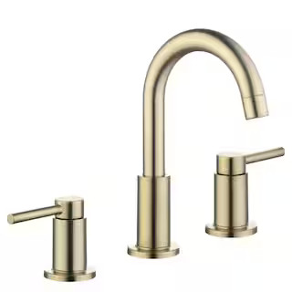 Dorind 8 in. Widespread Double-Handle High-Arc Bathroom Faucet in Matte Gold | The Home Depot