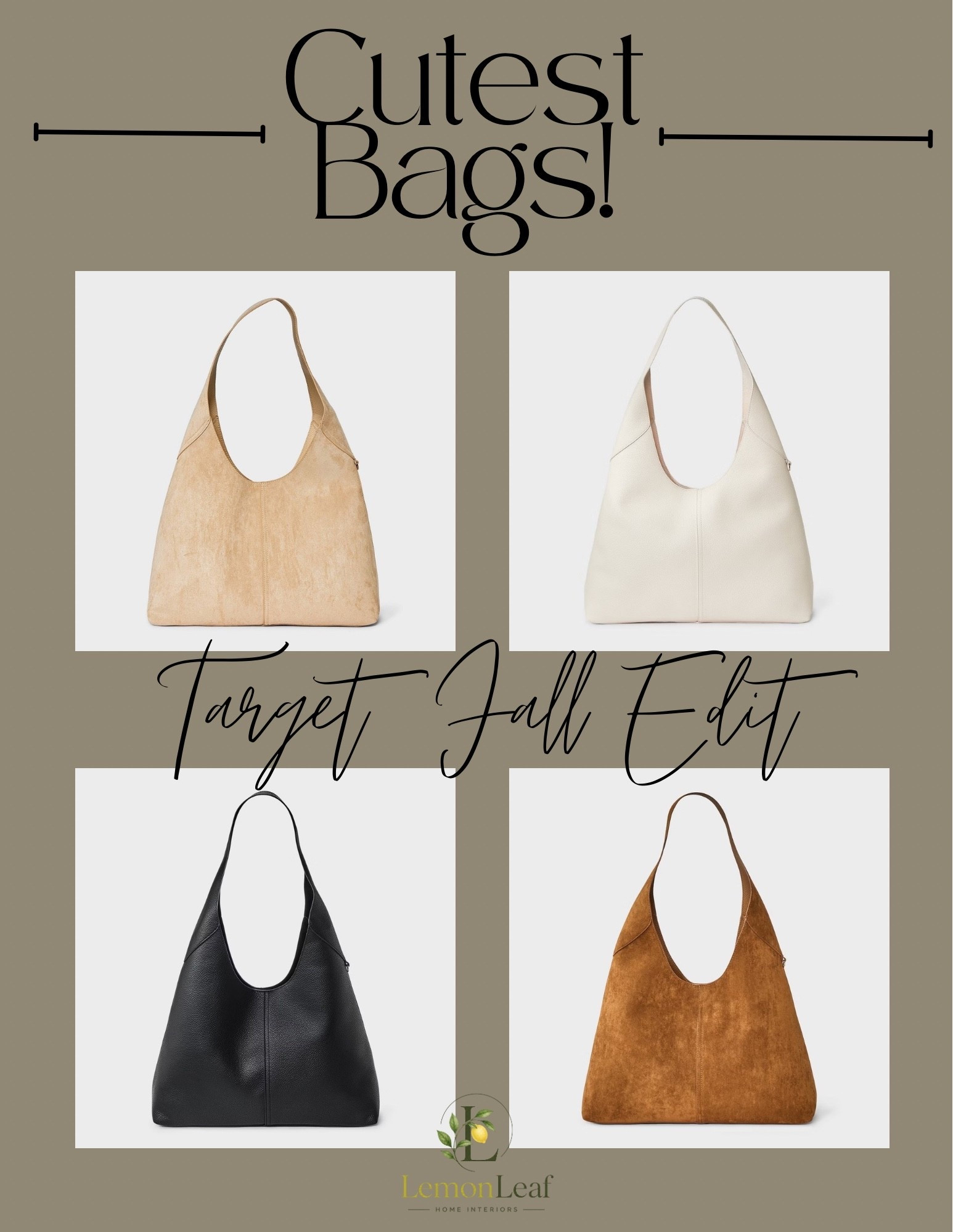 Smart handbags for Fall! Love the style and fabrics. @Target

#LTKOver40 #LTKSeasonal #LTKMidsize