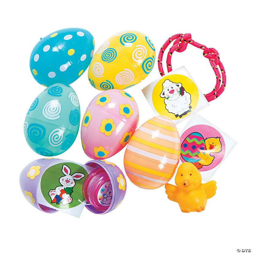 Bulk 96 Pc. 2 1/4" Value Pastel Patterned Toy-Filled Plastic Easter Eggs | Oriental Trading Company