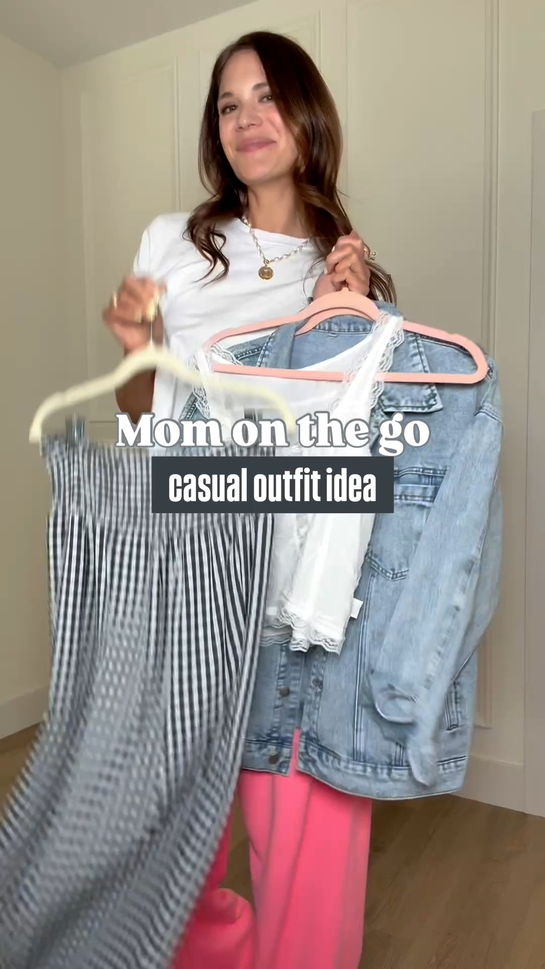 This easy outfit formula is perfect for busy days when you want to look put together without overthinking it. The striped wide leg pants, white tank, and denim jacket create that effortless mix of comfort and style that’s perfect for school drop offs, errands, travel days, and everything in between.

Striped pants outfit, Mom style, Casual outfit idea, Wide leg pants, Denim jacket outfit, Everyday fashion, Comfortable outfit inspiration, Travel outfit, School drop off style, White tank outfit, Effortless style, Casual chic fashion, StangandCo

#LTKootd #LTKTall #LTKSeasonal