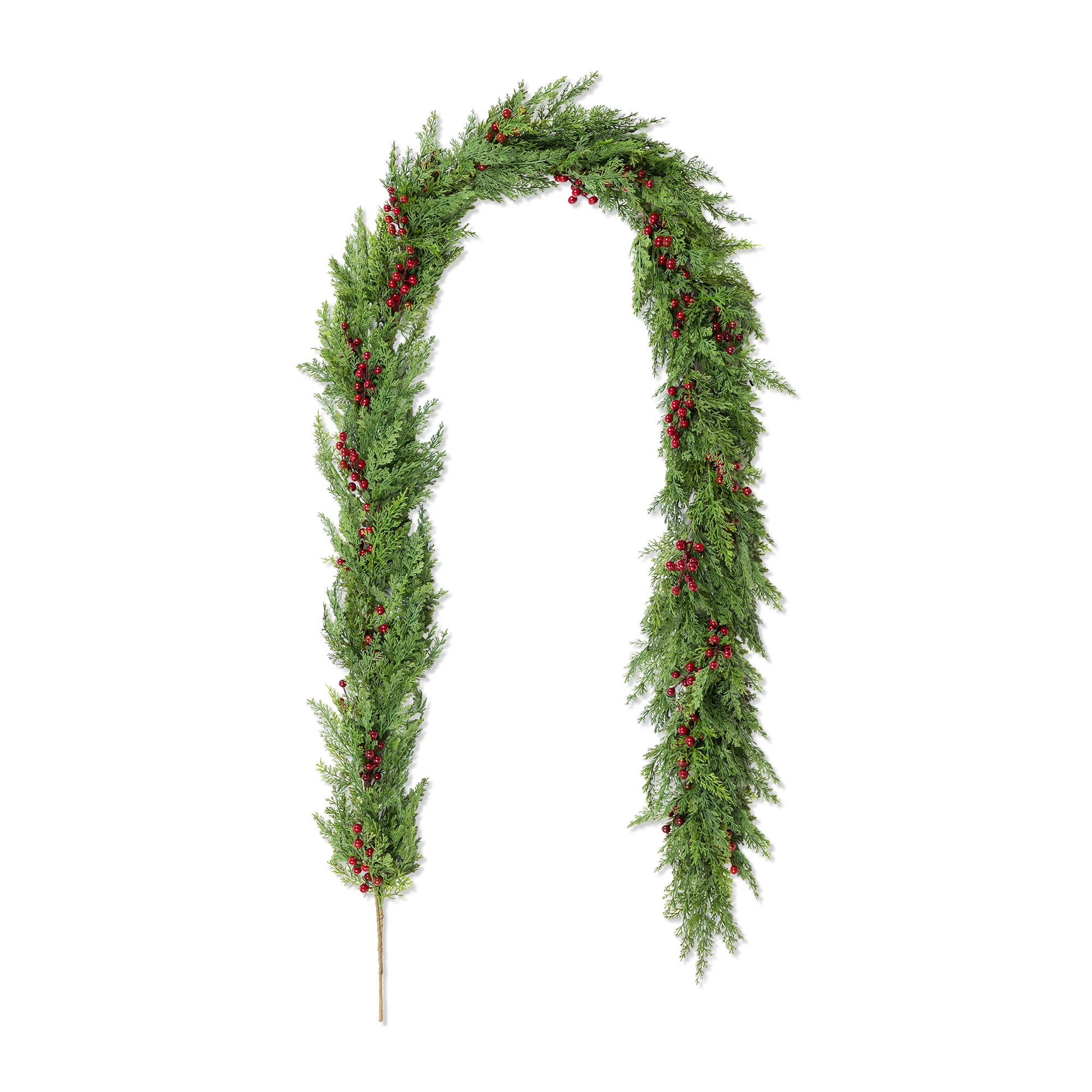 The Holiday Aisle® Lexianna 9Ft Christmas Greenery PE Dripping Cedar Garland with Red Berries | ... | Wayfair North America
