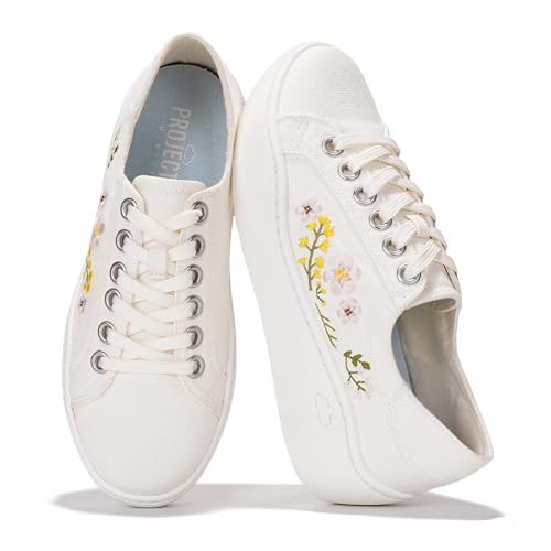 Project Cloud Platform Sneakers for Women – Lightweight Womens Sneakers with Memory Foam Insole – Non Slip Lace-Up Womens Shoes – Perfect Summer Shoes for Women 2025 (Bossy-2, OFFW, 11) | Amazon (US)