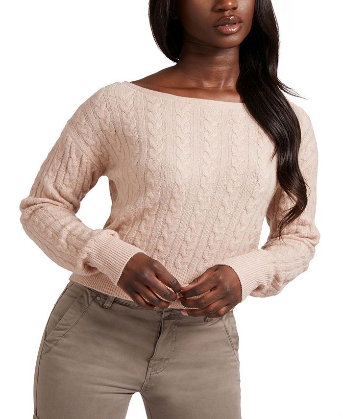 Tanya Boat-Neck Cable-Knit Sweater | Macys (US)