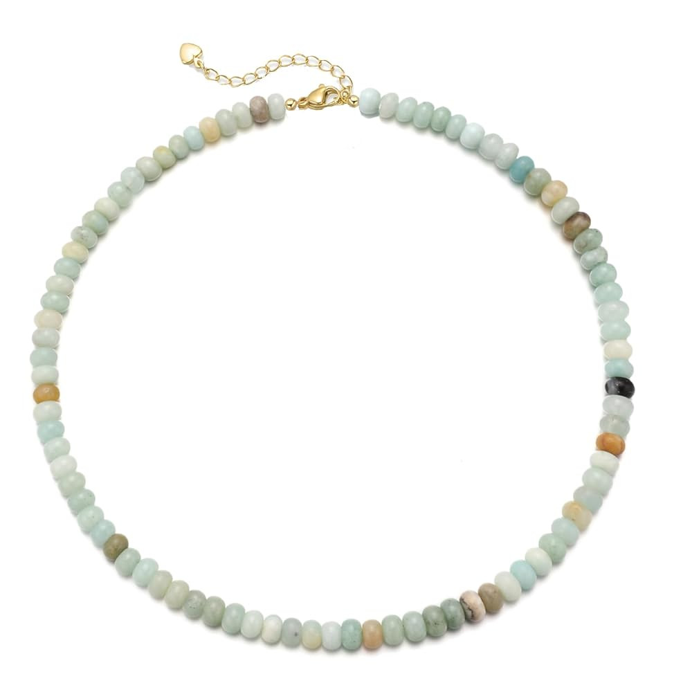 Beaded Gemstone Necklaces for Women, Bohemian Colored Choker Natural Stone Bead Decoration Summer... | Amazon (US)