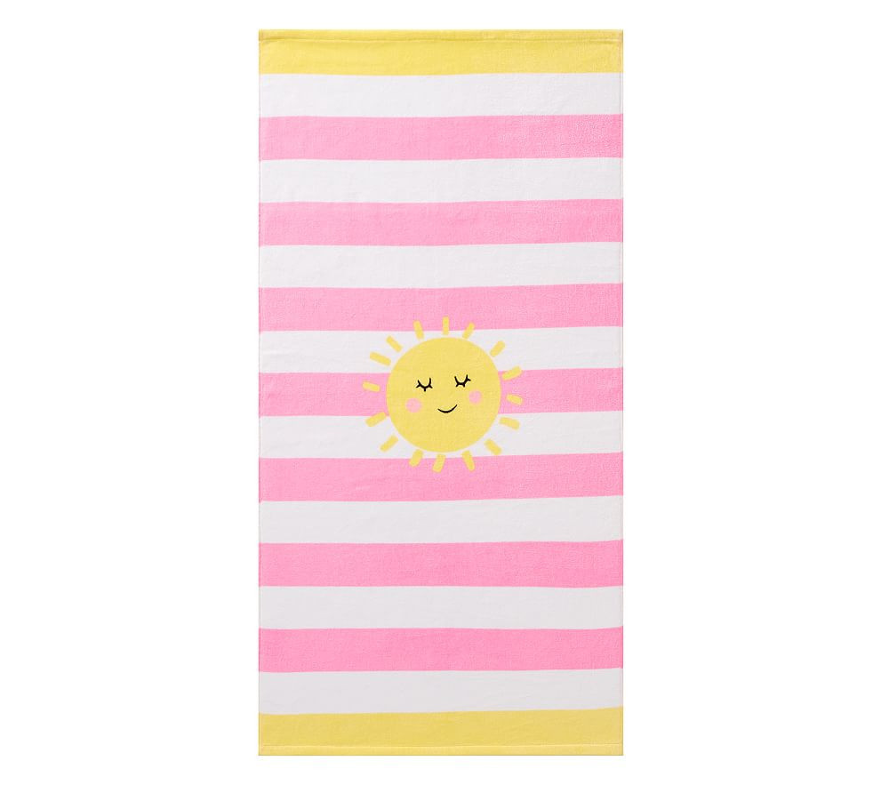 Sunshine Stripe Kids Kid Beach Towel, Pink/yellow | Pottery Barn Kids