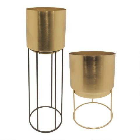 Gold Karson Planter with Stand | World Market