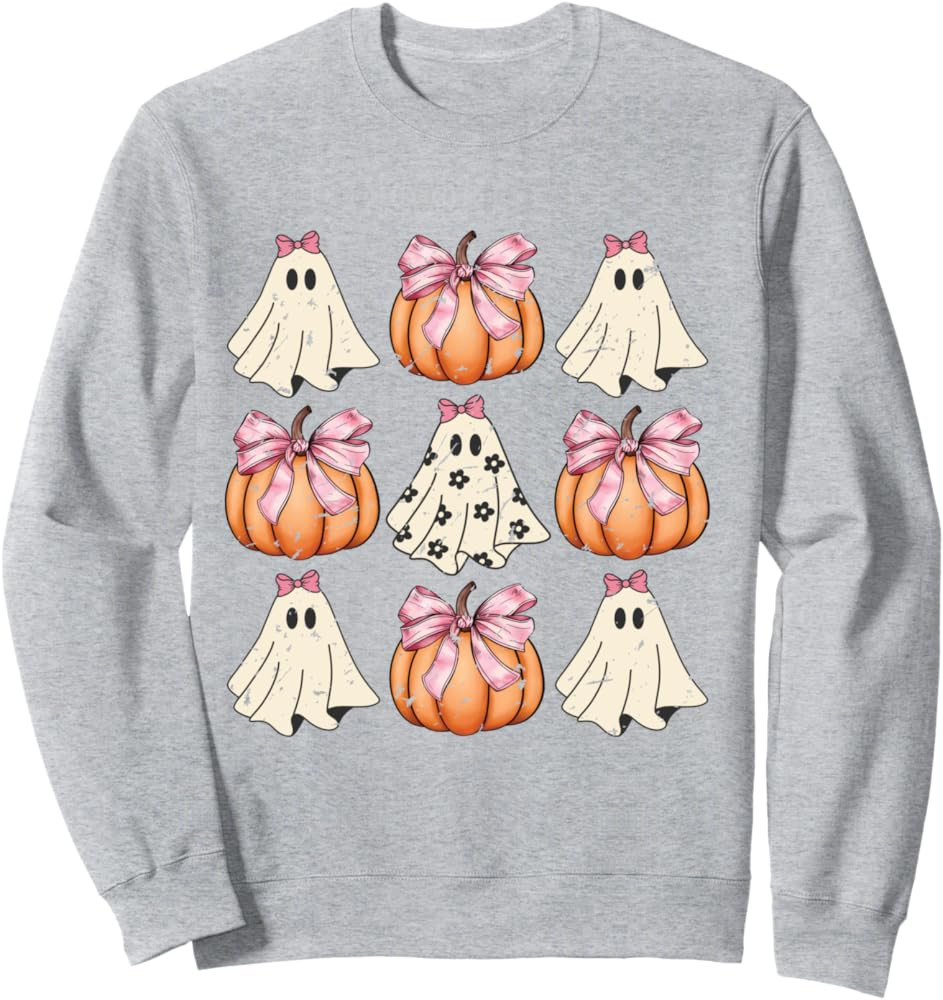 Cute Coquette Aesthetic Halloween Spooky Ghosts Pumpkins Sweatshirt | Amazon (US)