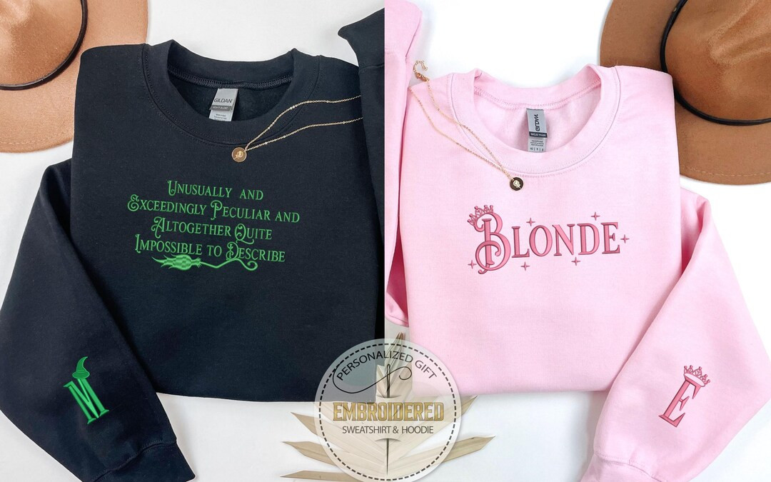 Custom Wickeds Duo Sweatshirt, Elphaba Or Glinda Design, Initial Sleeve Embroidery, Gift For Musi... | Etsy (US)