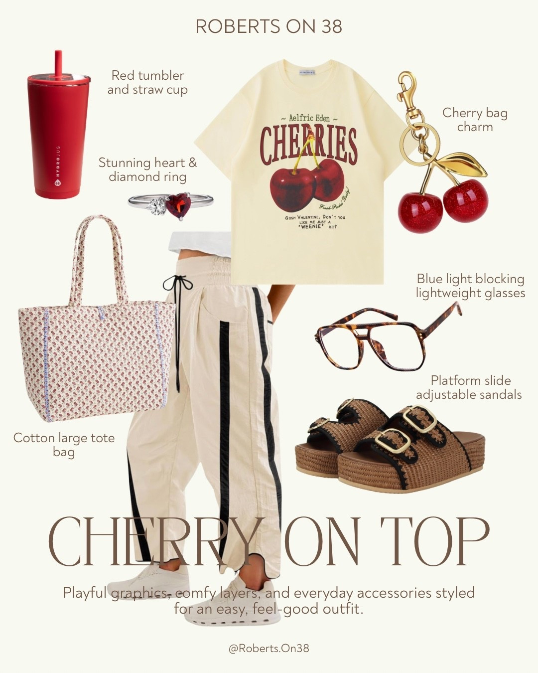 Cherry on top 🍒

This casual summer outfit is the perfect mix of comfy and cute—graphic tees, lightweight joggers, and easy slide sandals you can throw on and go. I love adding fun accessories like a cherry bag charm and oversized tote to make a simple everyday outfit feel styled without the effort.

If you’re into casual outfit ideas, comfy summer outfits, and easy everyday style… this is one you’ll keep reaching for.

#casualsummeroutfit #everydayoutfitideas #comfystyle #summeroutfits #graphicteeoutfit #effortlessstyle

#LTKSaleAlert #LTKMidsize #LTKootd