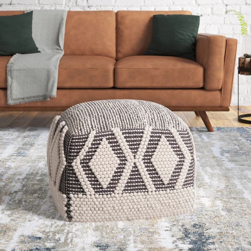 Daxton 22" Wide Square Abstract Pouf Ottoman | Wayfair Professional