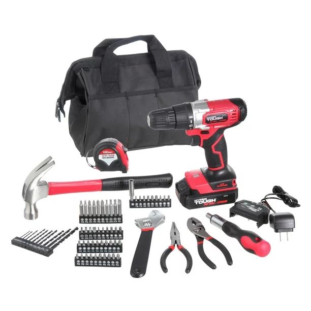 Hyper Tough 20V Max 3/8-in. Cordless Drill & 70-Piece DIY Home Tool Set Project Kit with 1.5Ah Li... | Walmart (US)