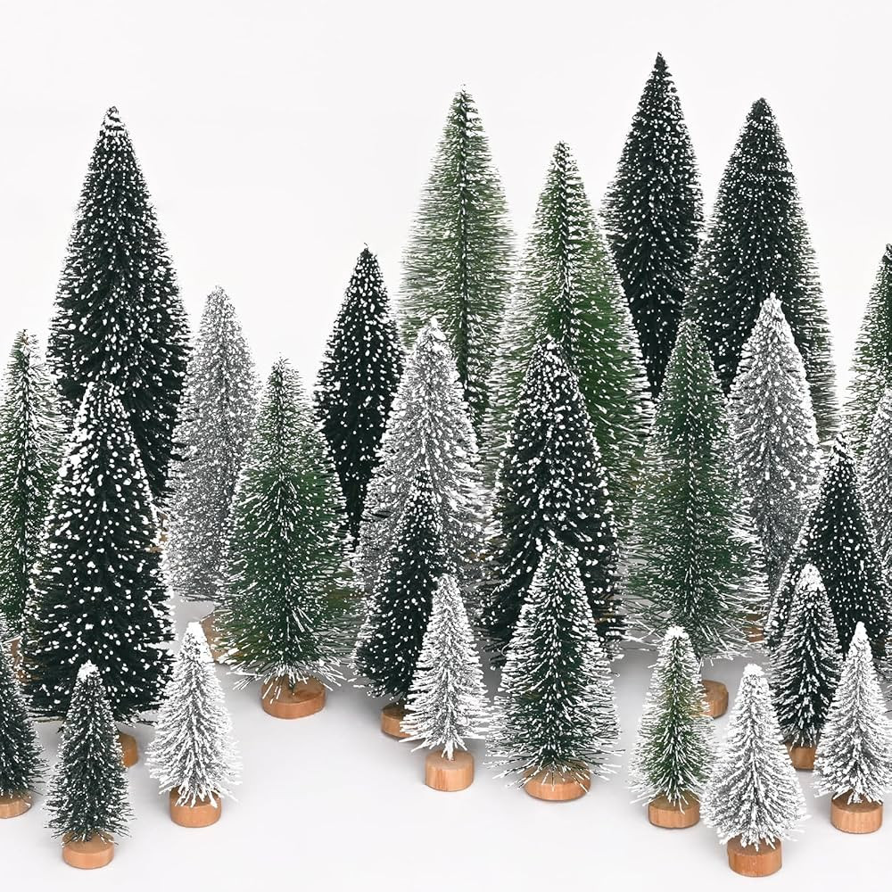 Waipfaru Bottle Brush Trees Christmas, 30 Pcs Mini Christmas Trees Table Decor, Miniature Pine Tr... | Amazon (US)