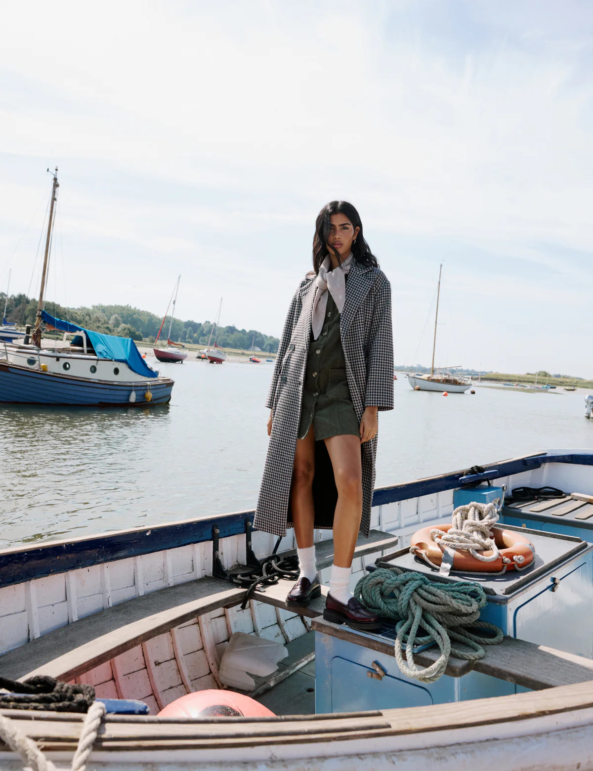 Black And Brown Houndstooth Relaxed Coat | Nobody's Child