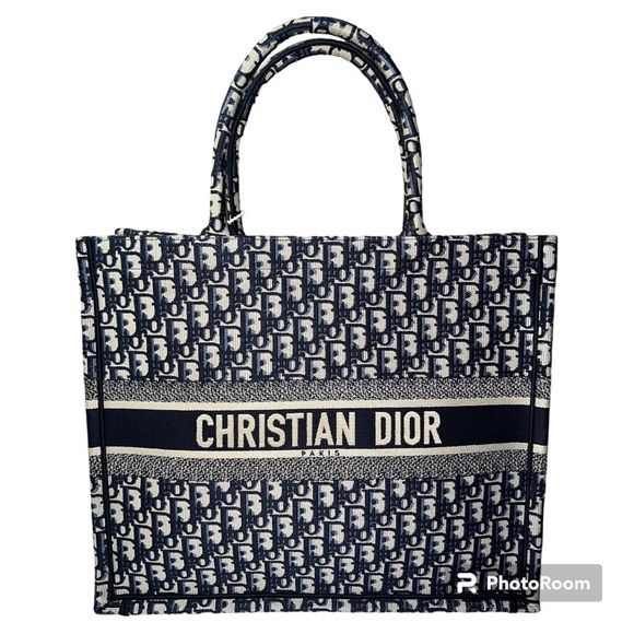 Dior Large Tote Ecru and Blue Dior Oblique Embroidery | Poshmark