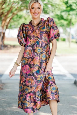 See The Light Plum Brocade Midi Dress | The Mint Julep Boutique
