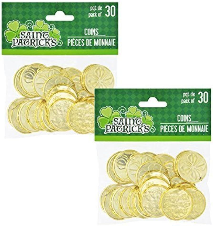2 Plastic St. Patrick’s Day Shamrock Coins, 30-ct. Packs | Amazon (US)