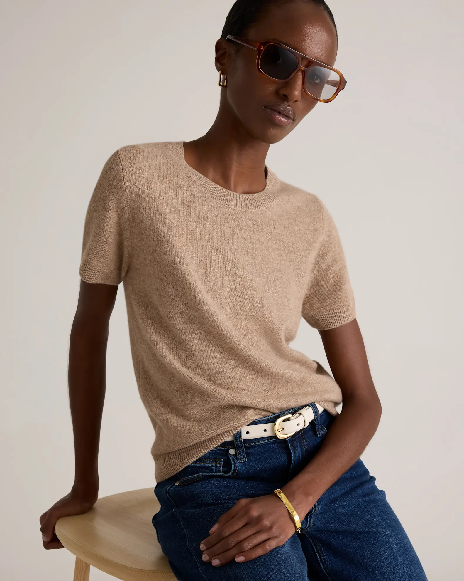 Cashmere Tee in Oatmeal | Quince