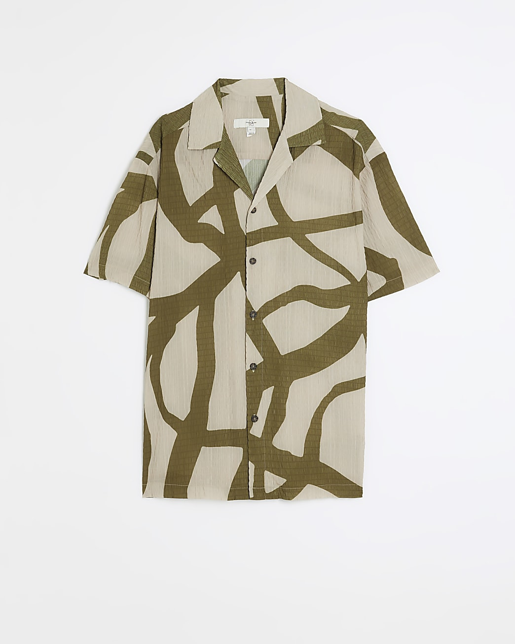 Khaki regular fit printed revere shirt | River Island (UK & IE)