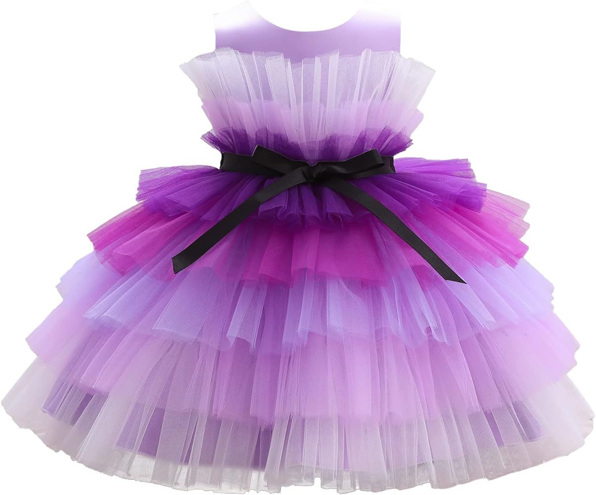 Flower Baby Girl Lace Dress Toddler Tulle Sleeveless Bow Princess Party Wedding Pageant Bridesmai... | Amazon (US)
