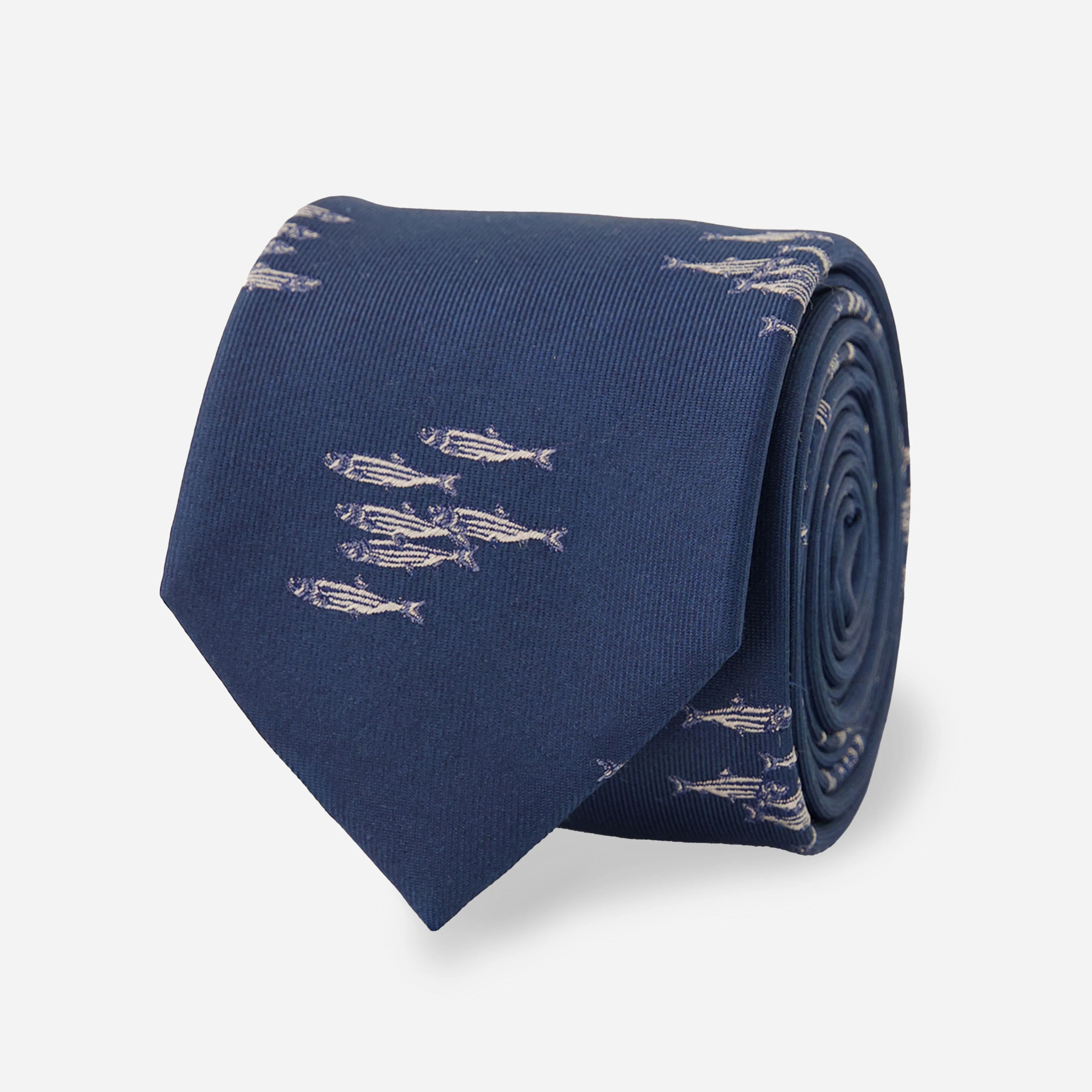 School Of Fish Navy Tie | Silk Ties | Tie Bar | The Tie Bar